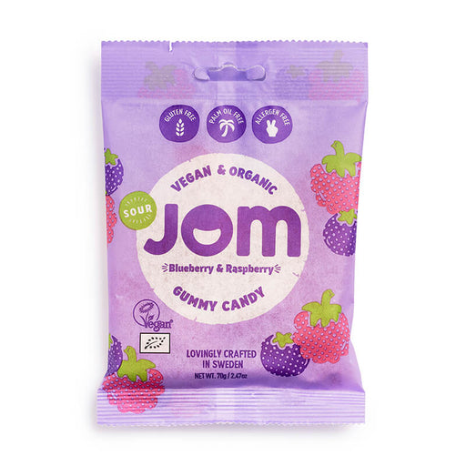 JOM Organic and Vegan Sour Blueberry & Raspberry Gummies 16 x 70g